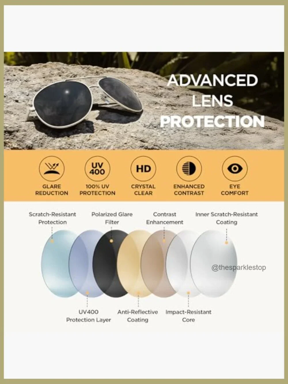 Polarized Aviator Sunglasses, UV400 Protection, Metal Frame
